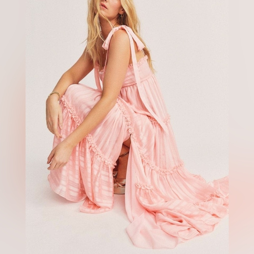LoveShackFancy Burrows Maxi Dress Boho Cottage Baby Shower Pale Pink Dogwood 00